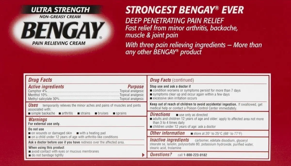 Two-pack of Bengay Ultra Strength non-greasy pain relieving cream formulated with care for muscle aches.