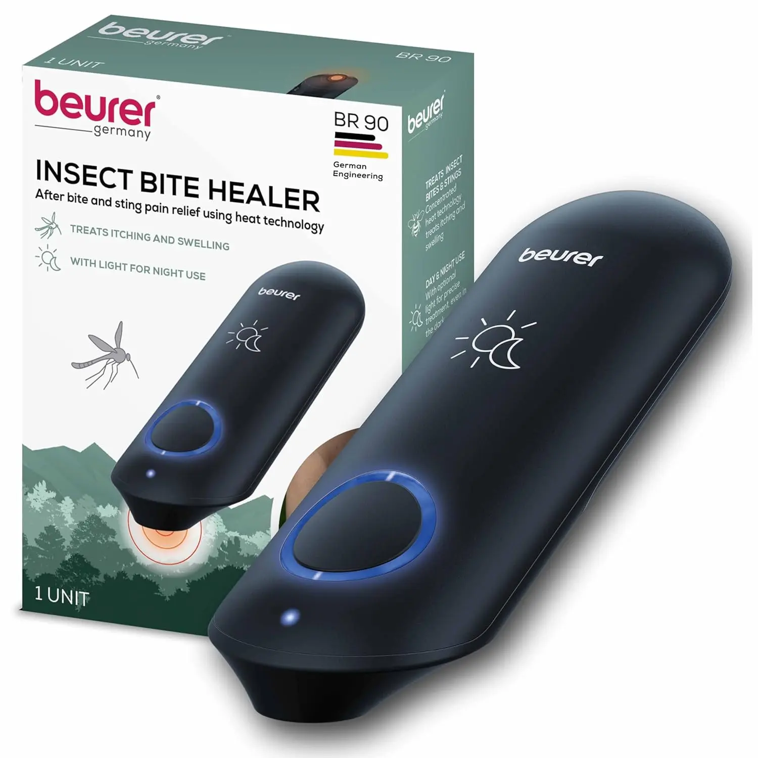 The Beurer BR90 bite healer uses heat to provide chemical-free relief from insect bites and stings, reducing itching and swelling.