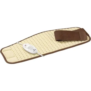 The Beurer HK 49 cozy heating pad in an assorted color provides heat for the stomach and back, featuring a wide elastic band for comfortable and easy attachment.