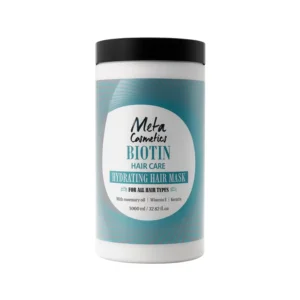 This biotin hair mask with rosemary oil and vitamin E strengthens hair, promotes keratin formation, and leaves hair smooth and lustrous.