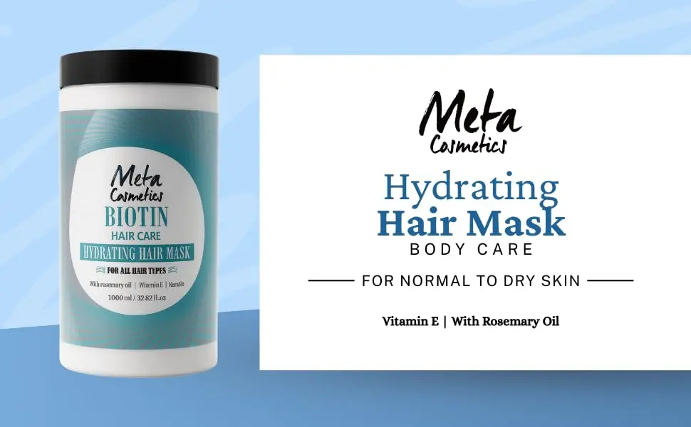 This biotin hair mask with rosemary oil and vitamin E strengthens hair, promotes keratin formation, and leaves hair smooth and lustrous.