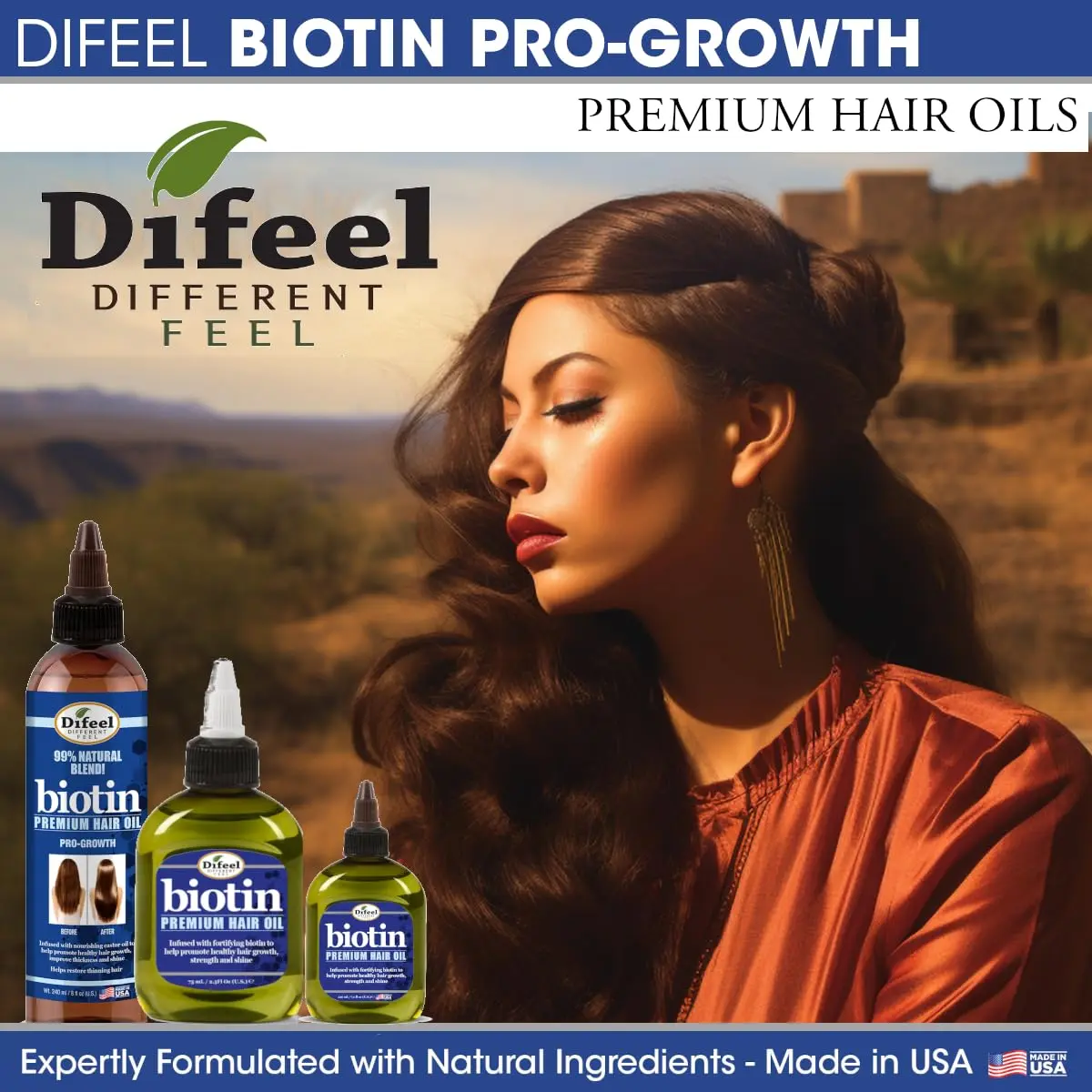Difeel biotin hair oil promotes healthy hair growth and improves strength and shine.