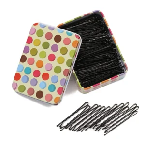 This set features 200 durable black bobby pins in a cute storage box, perfect for creating various hairstyles for women and girls with all hair types.