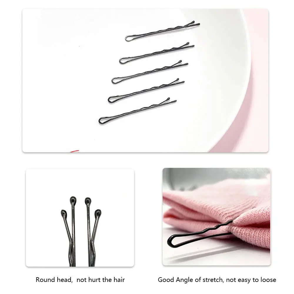 This set features 200 durable black bobby pins in a cute storage box, perfect for creating various hairstyles for women and girls with all hair types.