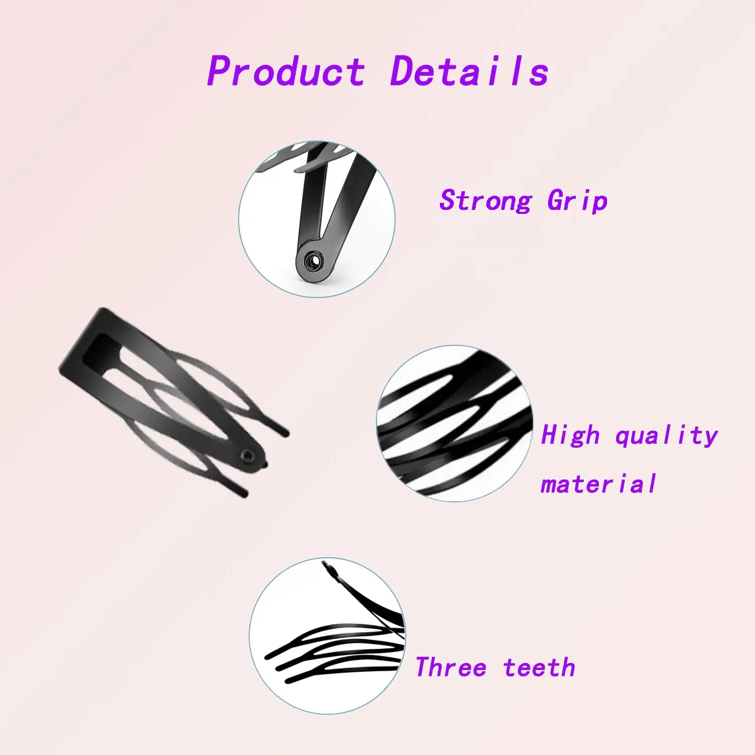 This image shows a 10-pack of black metal snap hair clips, perfect for women's styling needs, featuring a durable design and secure grip for effortless hairstyles.