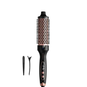 Wavytalk blowout brush with ionic technology creates voluminous curls and a salon-worthy blowout look with five temperature settings on a ceramic tourmaline barrel.