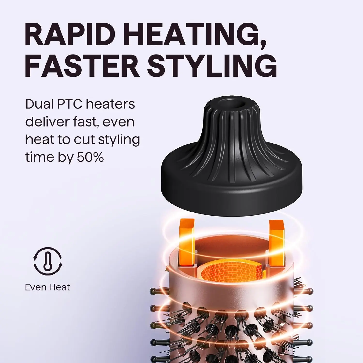 Wavytalk blowout brush with ionic technology creates voluminous curls and a salon-worthy blowout look with five temperature settings on a ceramic tourmaline barrel.