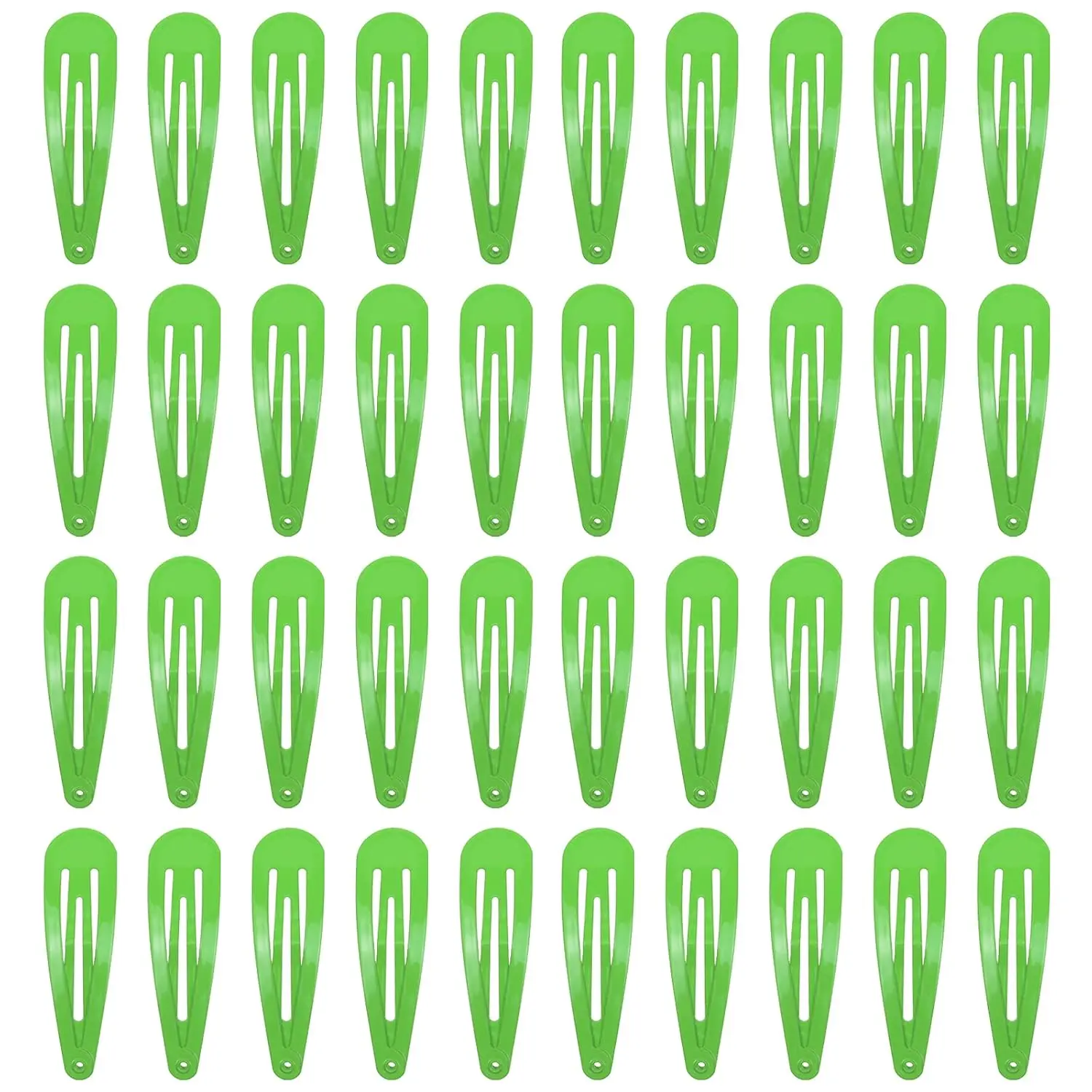 This image displays 40 royal blue, 2-inch metal snap hair clips, perfect accessories to hold fine or thick hair in place for women.