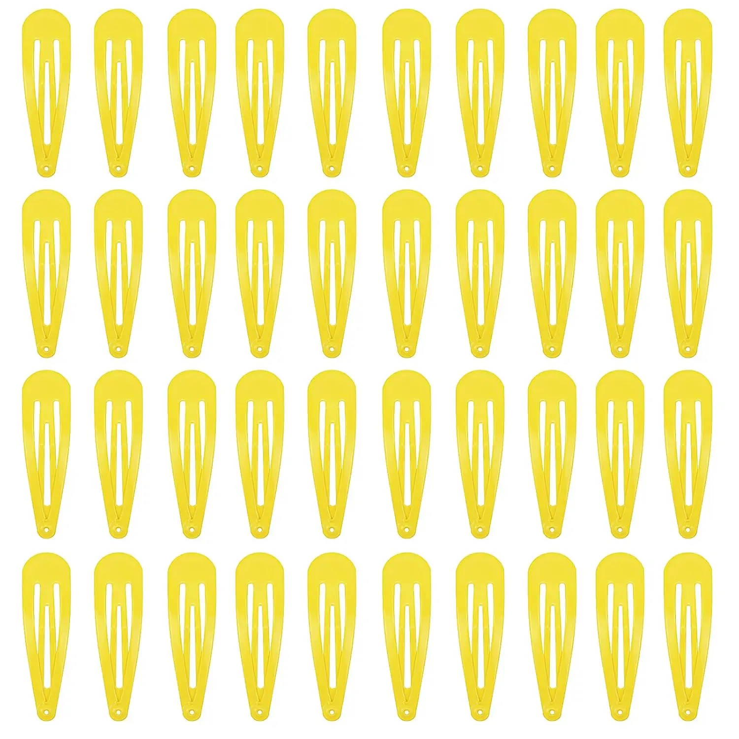 This image displays 40 royal blue, 2-inch metal snap hair clips, perfect accessories to hold fine or thick hair in place for women.