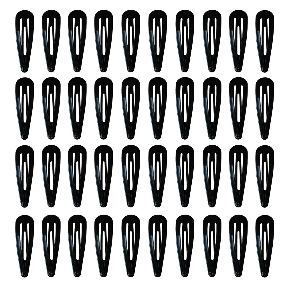 This image displays 40 royal blue, 2-inch metal snap hair clips, perfect accessories to hold fine or thick hair in place for women.