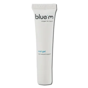 BlueM oral gel promotes healing of bleeding gums, periodontitis, peri-implantitis, and wounds from dentures with a high concentration of active oxygen.