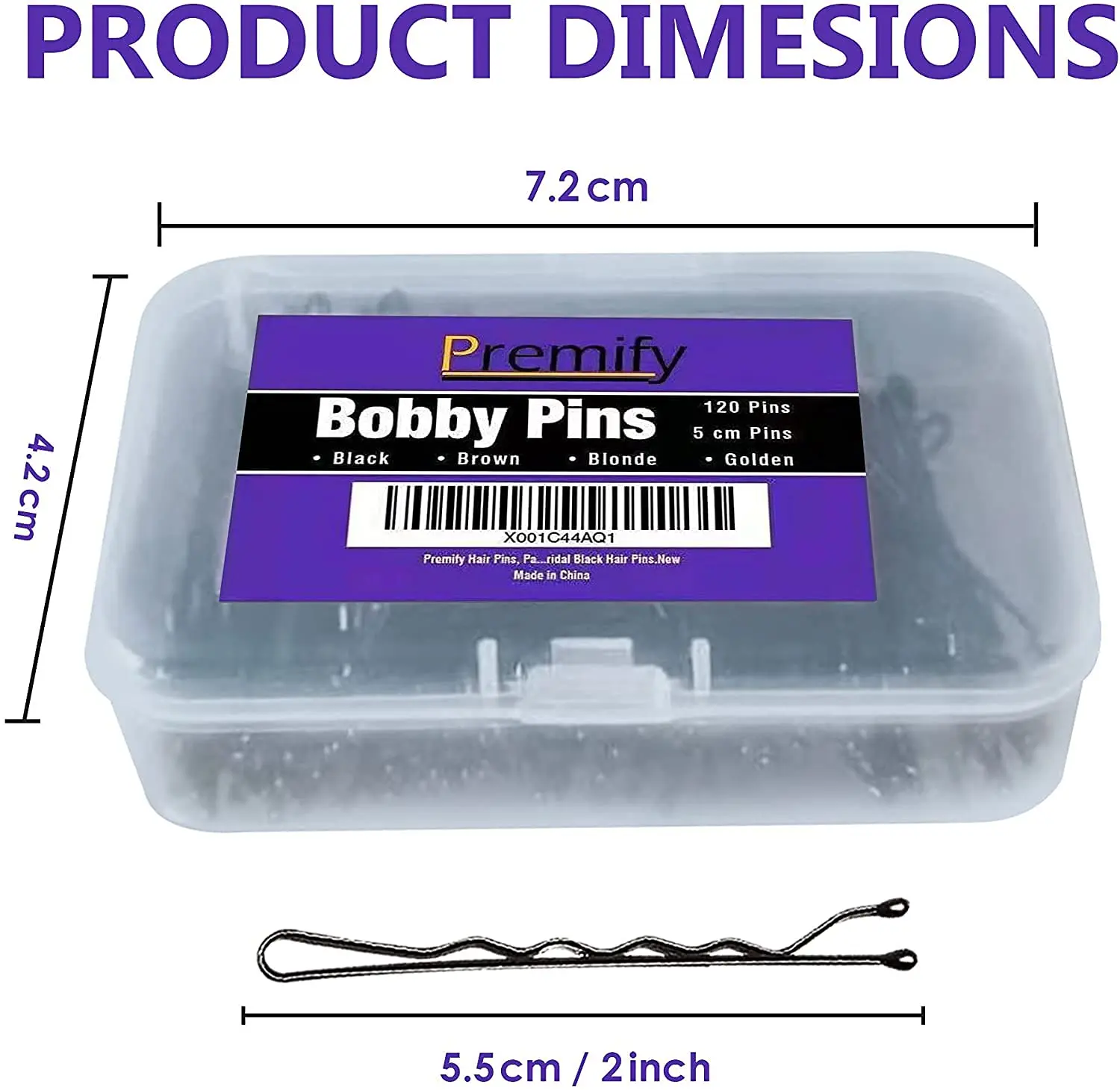 This image shows a pack of 120 black bobby pins, perfect for creating buns and various hairstyles, offering a strong and secure hold for women and bridal looks.