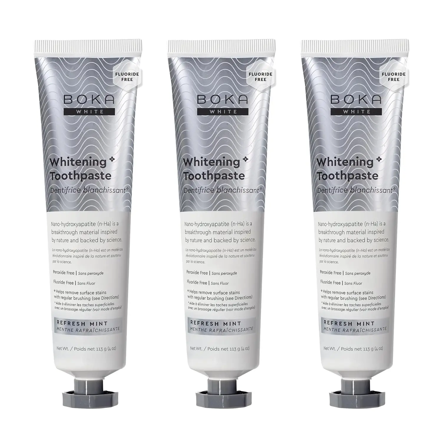 Boka Ela Mint Nano Hydroxyapatite Toothpaste promotes whole body health with a non-toxic, biocompatible, fluoride-free, and vegan formula that is safe for adults and kids with sensitive teeth.