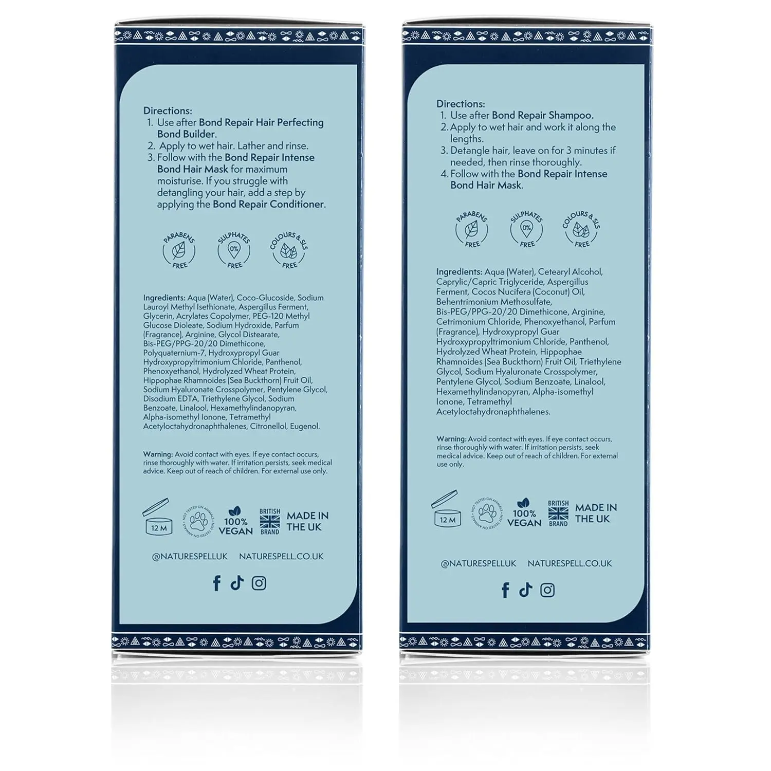 Nature Spell bond repair shampoo and conditioner set, a vegan keratin hair care solution for damaged hair, offering deep cleaning, strengthening, frizz reduction, and improved shine.