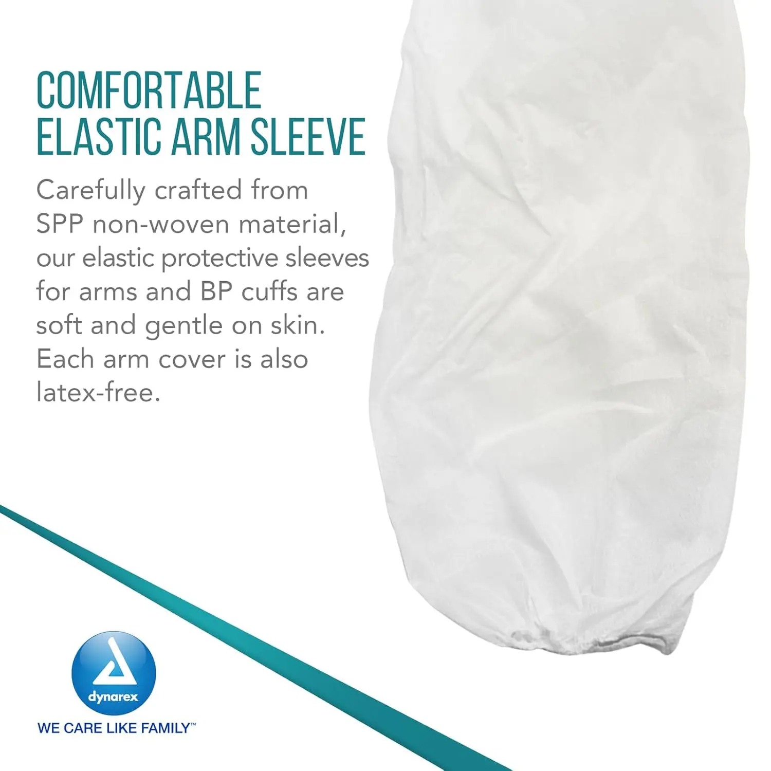 Dynarex non-woven blood pressure cuff barrier sleeves in universal size, designed for fast and easy application to reduce the risk of nosocomial infections.
