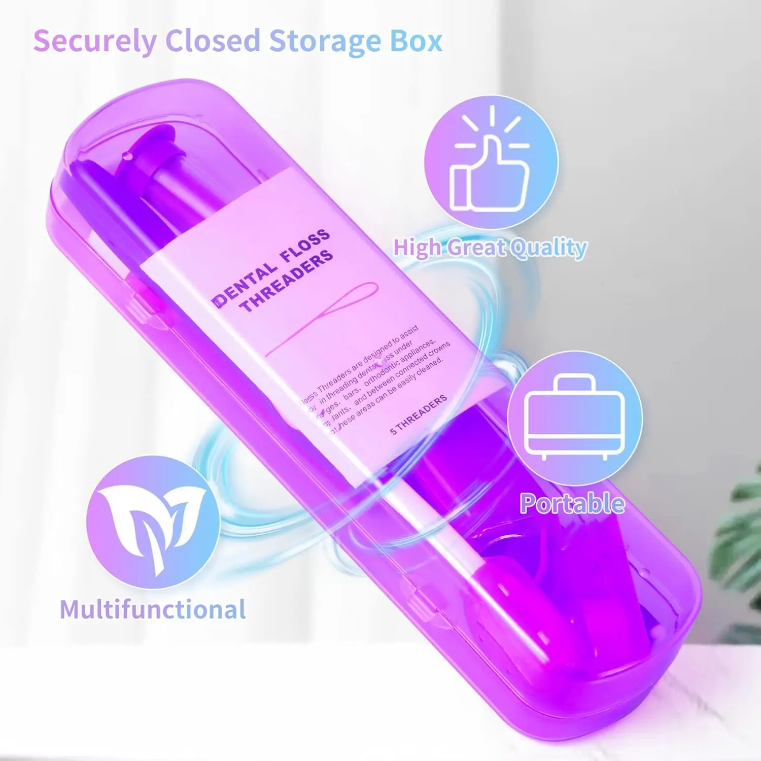 This purple orthodontic braces kit includes a toothbrush, floss, interdental brush, ortho wax, oral mirror and other tools for cleaning teeth with braces while at home or traveling.