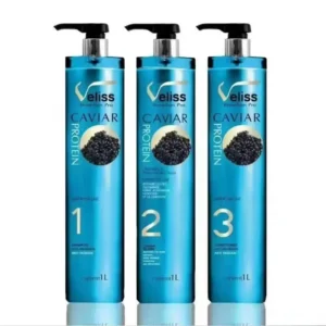 This image shows the Veliss Brazilian Pro Caviar Hair Straightening Protein Treatment Kit, designed to give you straight and beautiful hair.