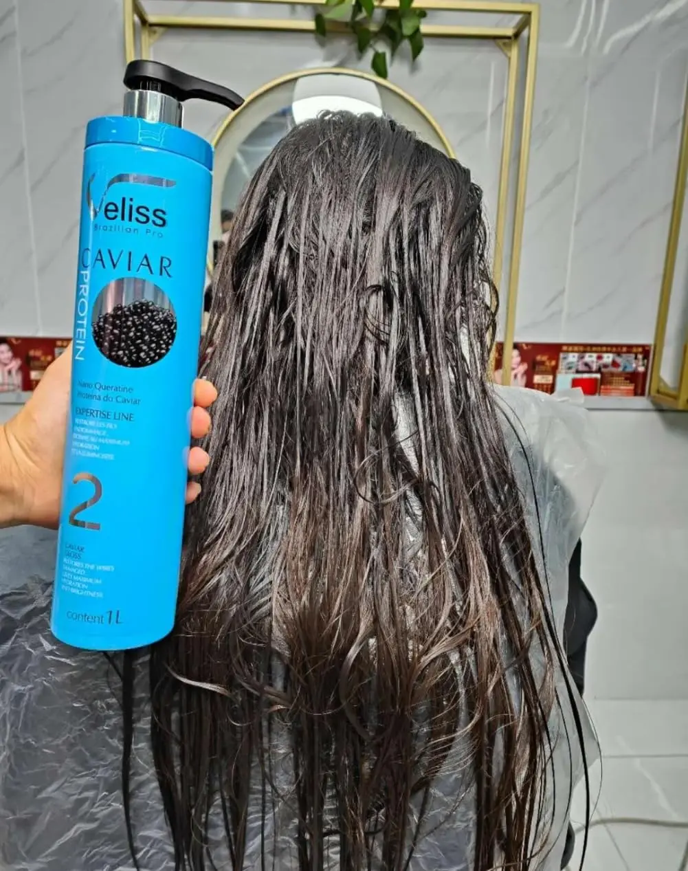 This image shows the Veliss Brazilian Pro Caviar Hair Straightening Protein Treatment Kit, designed to give you straight and beautiful hair.