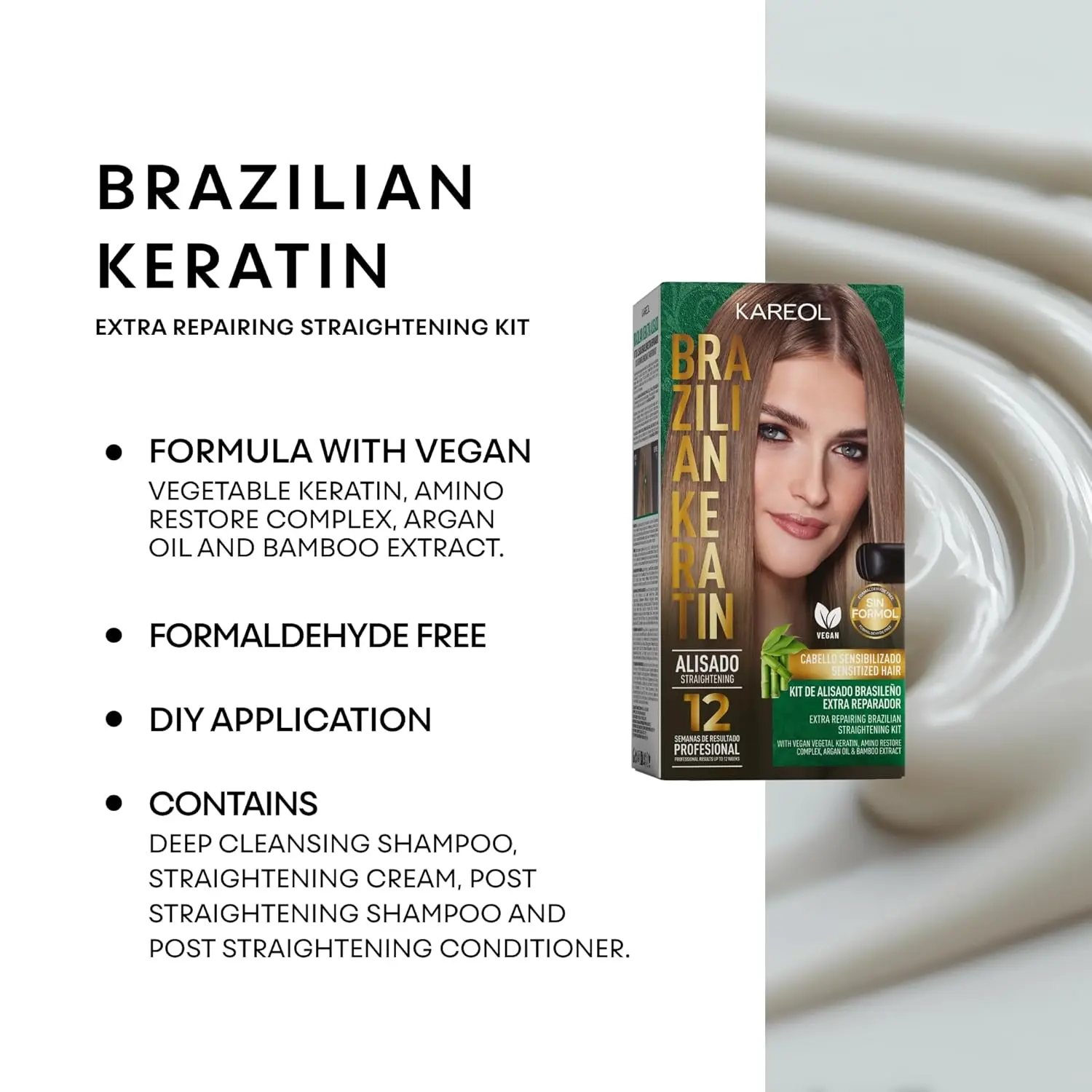 Authentic Brazilian Keratin Kit Alisado Extra Reparador by KAREOL for everyday hair care use, providing confidence and a unique fragrance.