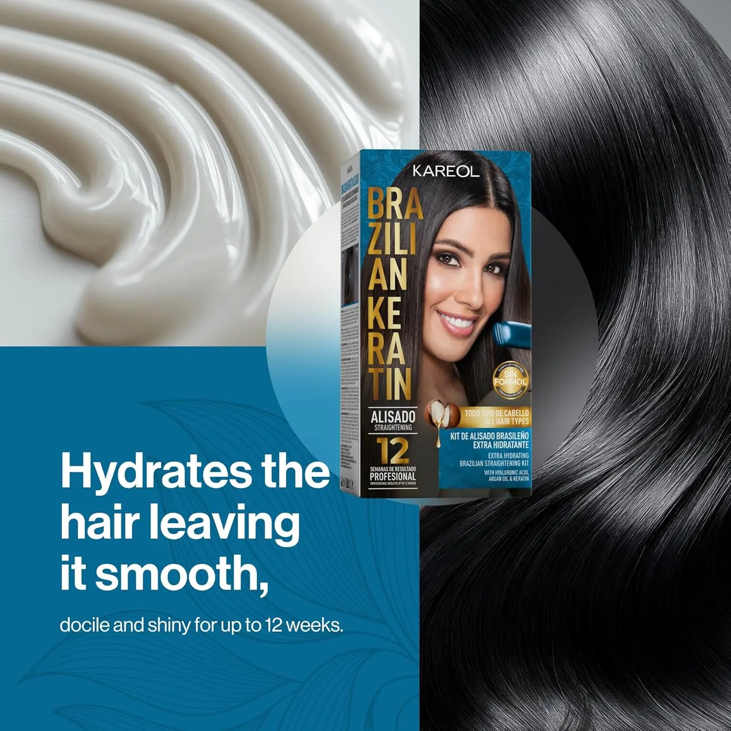 Authentic Future Cosmetics Brazilian Keratin Kit Alisado Extra Hidratant provides hair straightening, deep hydration, and a feeling of well-being, ideal for travel and convenient use.