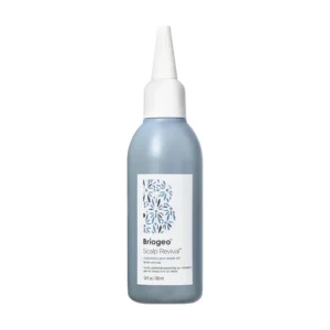 Briogeo Rosemary Scalp Revival pre-wash oil shown to soothe a dry scalp with a lightweight, vegan, and cruelty-free formula that promotes stronger hair.