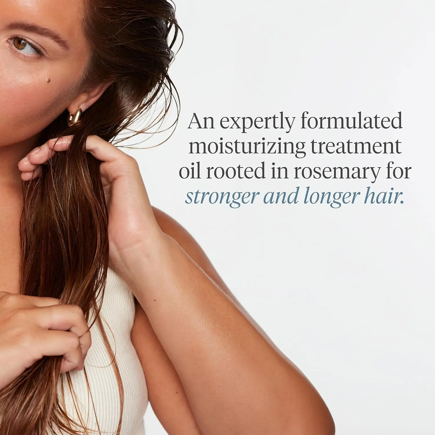 Briogeo Rosemary Scalp Revival pre-wash oil shown to soothe a dry scalp with a lightweight, vegan, and cruelty-free formula that promotes stronger hair.