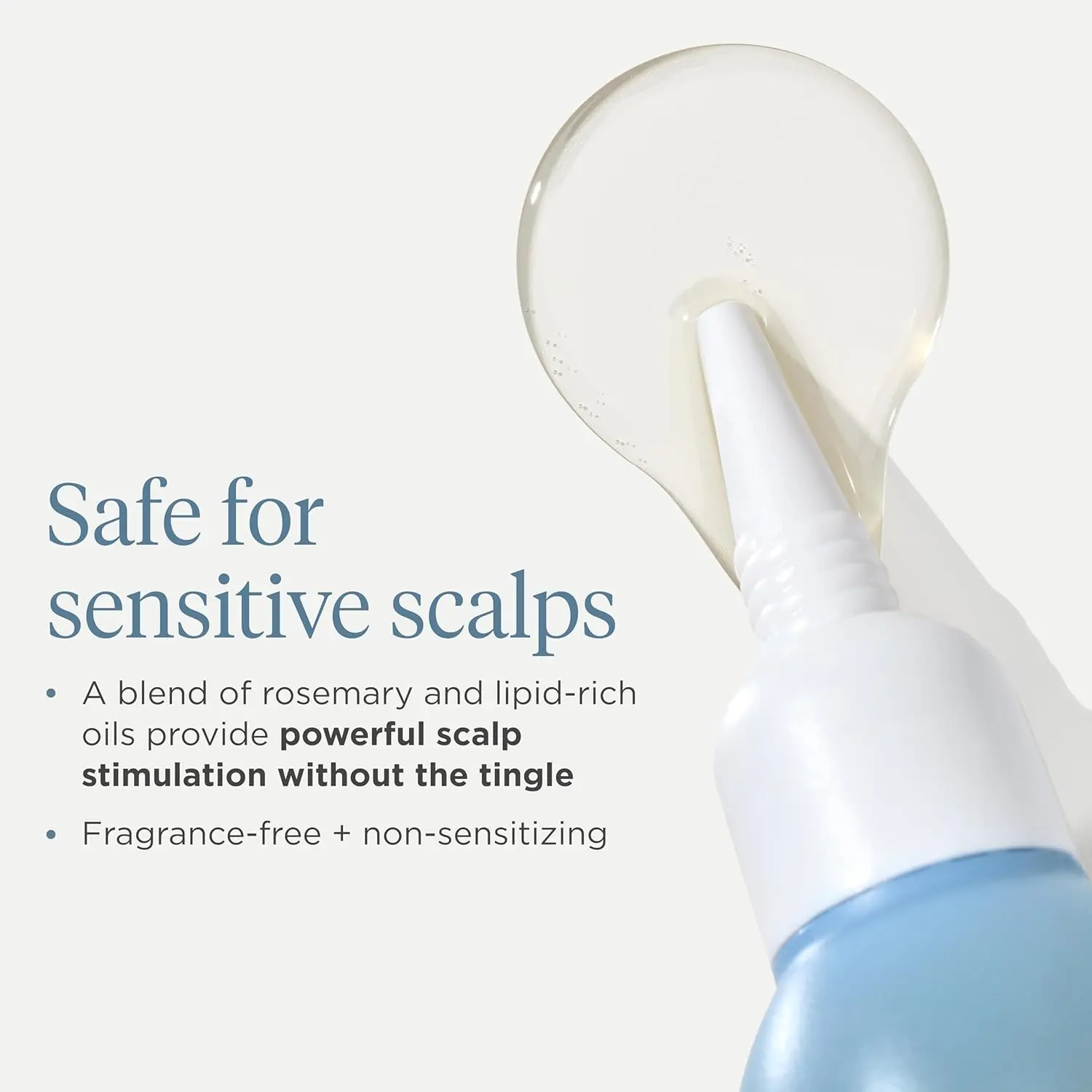 Briogeo Rosemary Scalp Revival pre-wash oil shown to soothe a dry scalp with a lightweight, vegan, and cruelty-free formula that promotes stronger hair.