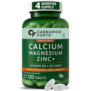 Carbamide Forte calcium citrate and vitamin D3 tablets support bone health and joint mobility, with added magnesium and zinc for enhanced absorption.