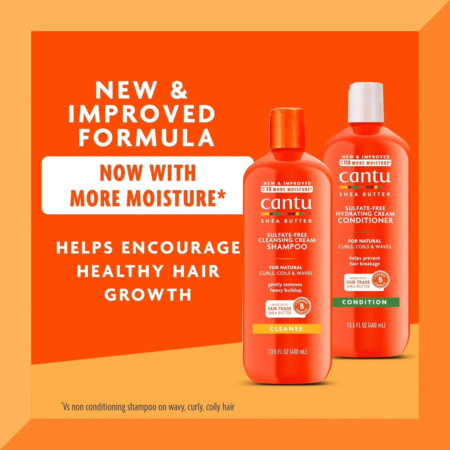 Cantu Shea Butter shampoo and conditioner set for natural hair helps prevent breakage, split ends, and replenishes moisture for curls, coils, and waves.