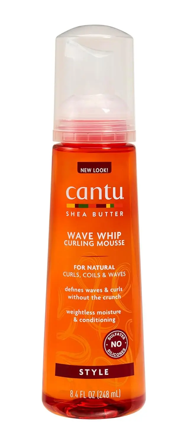 Cantu Shea Butter Wave Whip Curling Mousse defines natural waves and curls with weightless moisture, conditioning, and a touchable, frizz-free finish.