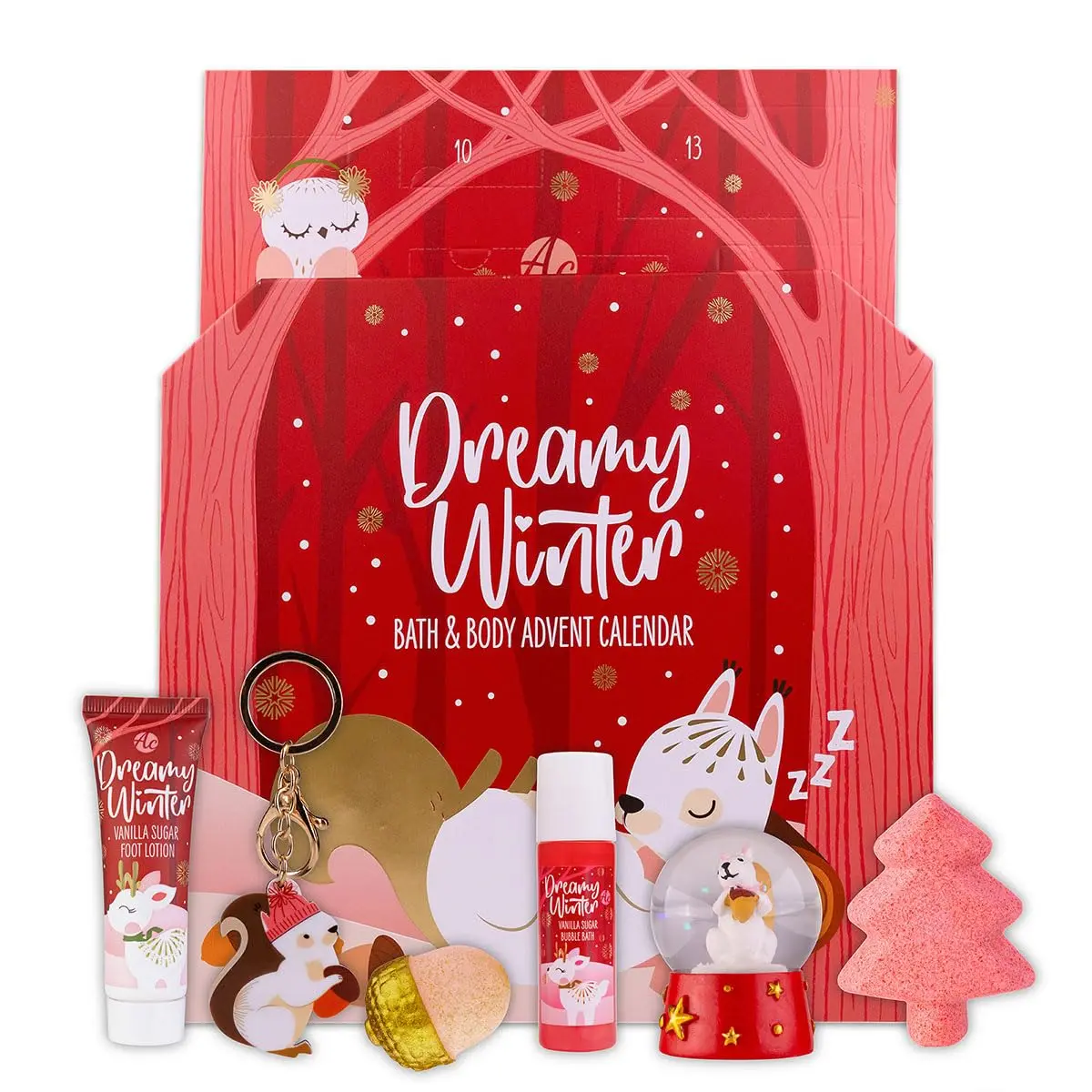 Accentra care advent calendar for girls with 24 beauty gifts, including body lotion, bath bombs and shower gel, perfect for brightening up the Advent season.