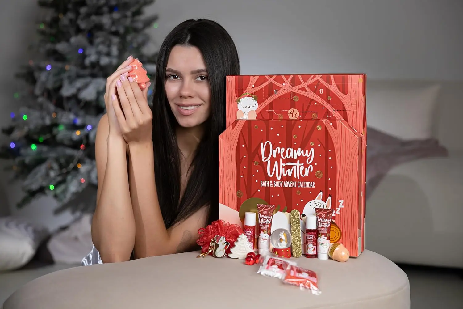 Accentra care advent calendar for girls with 24 beauty gifts, including body lotion, bath bombs and shower gel, perfect for brightening up the Advent season.