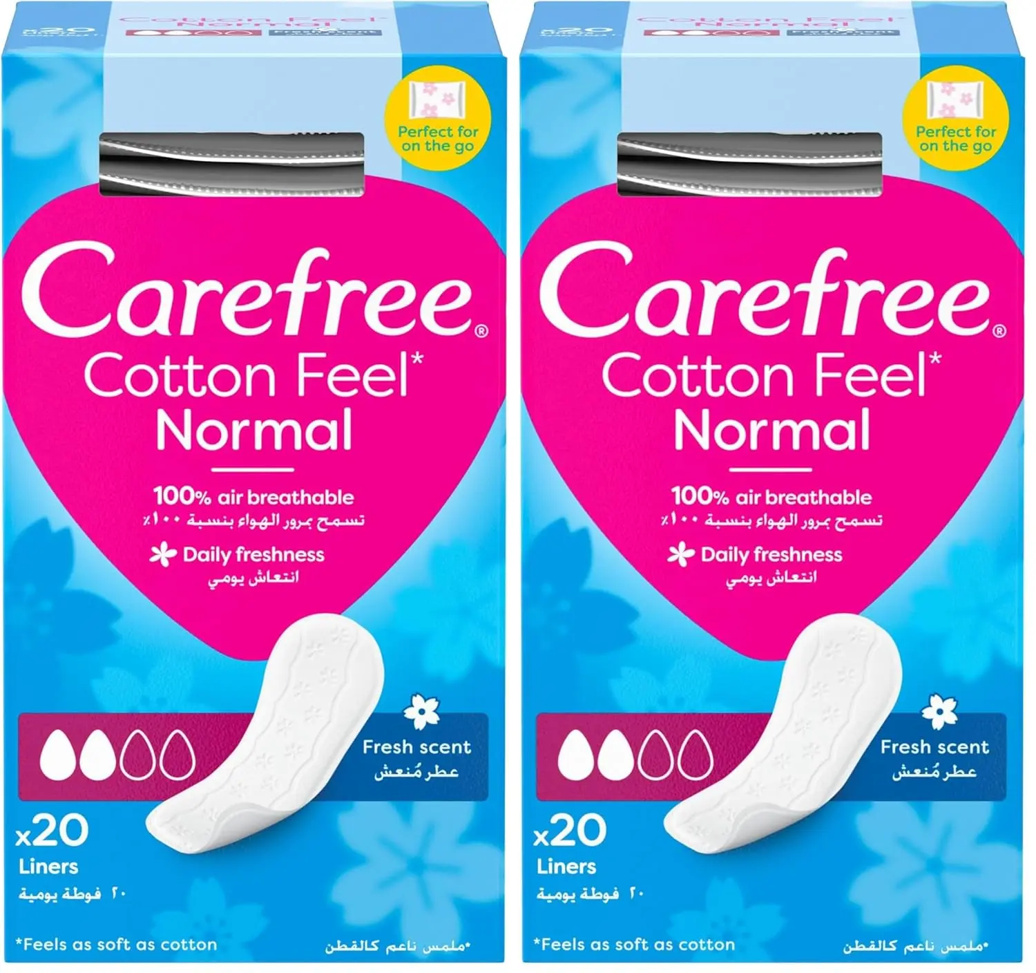 Ultra-thin Carefree cotton panty liners offer discreet, breathable protection with a soft, natural feel for all-day comfort and freshness.