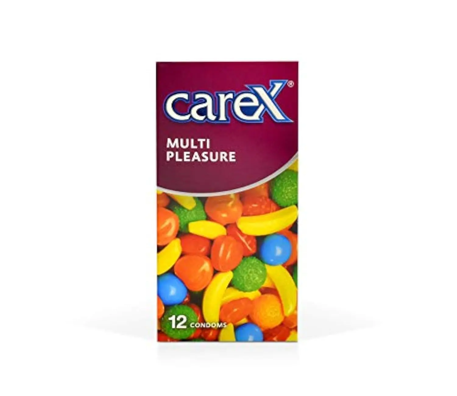 A pack of Carex Multi Pleasure Condoms offering smooth, ribbed, dotted, and zero thin varieties for a different experience every time.