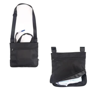Waterproof nylon catheter bag holder with adjustable strap and tube cover for discreet and convenient urinary drainage bag carrying.