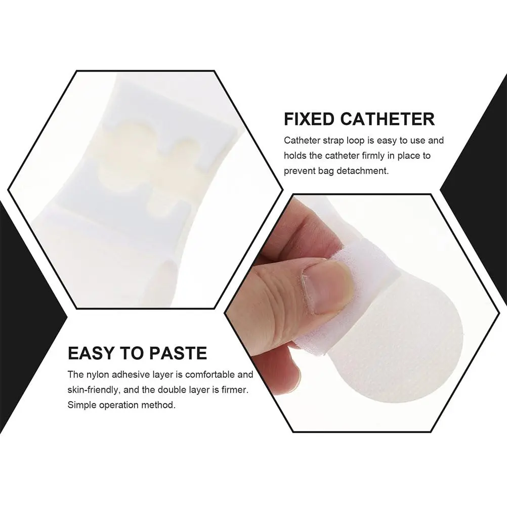 These catheter holder securement devices provide a quick, easy and firm way to fix the catheter in place to prevent it from falling off, making it suitable for daily use, sleeping and going out.