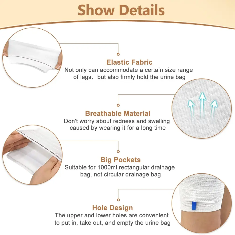 Catheter leg bag holder cover provides discreet and secure support for urine drainage bags, designed for comfort and convenience.