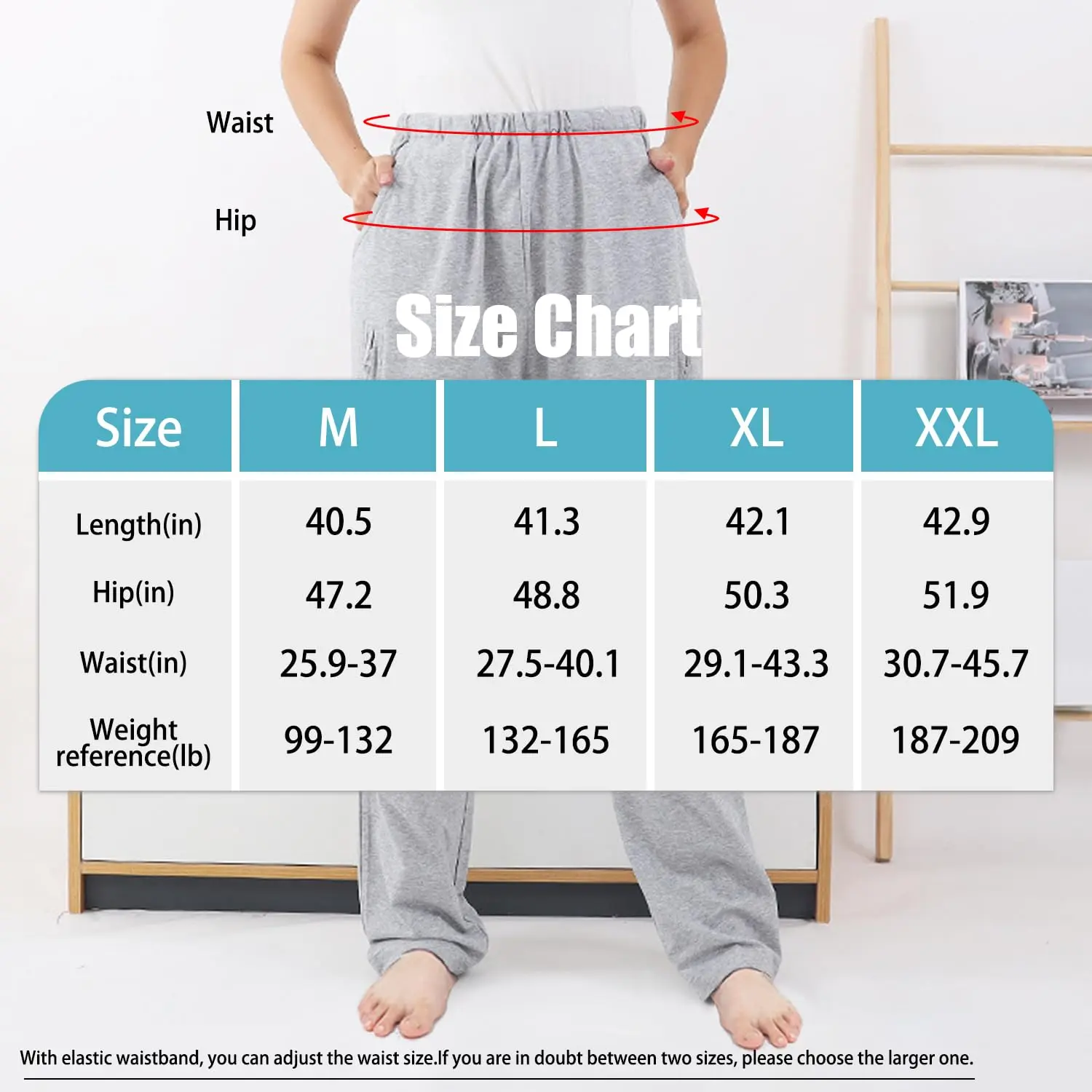 Discreet catheter leg bag pants designed to hold two 2000ml urine drainage bags for foley, suprapubic, biliary, or nephrostomy catheters, offering comfort and privacy.