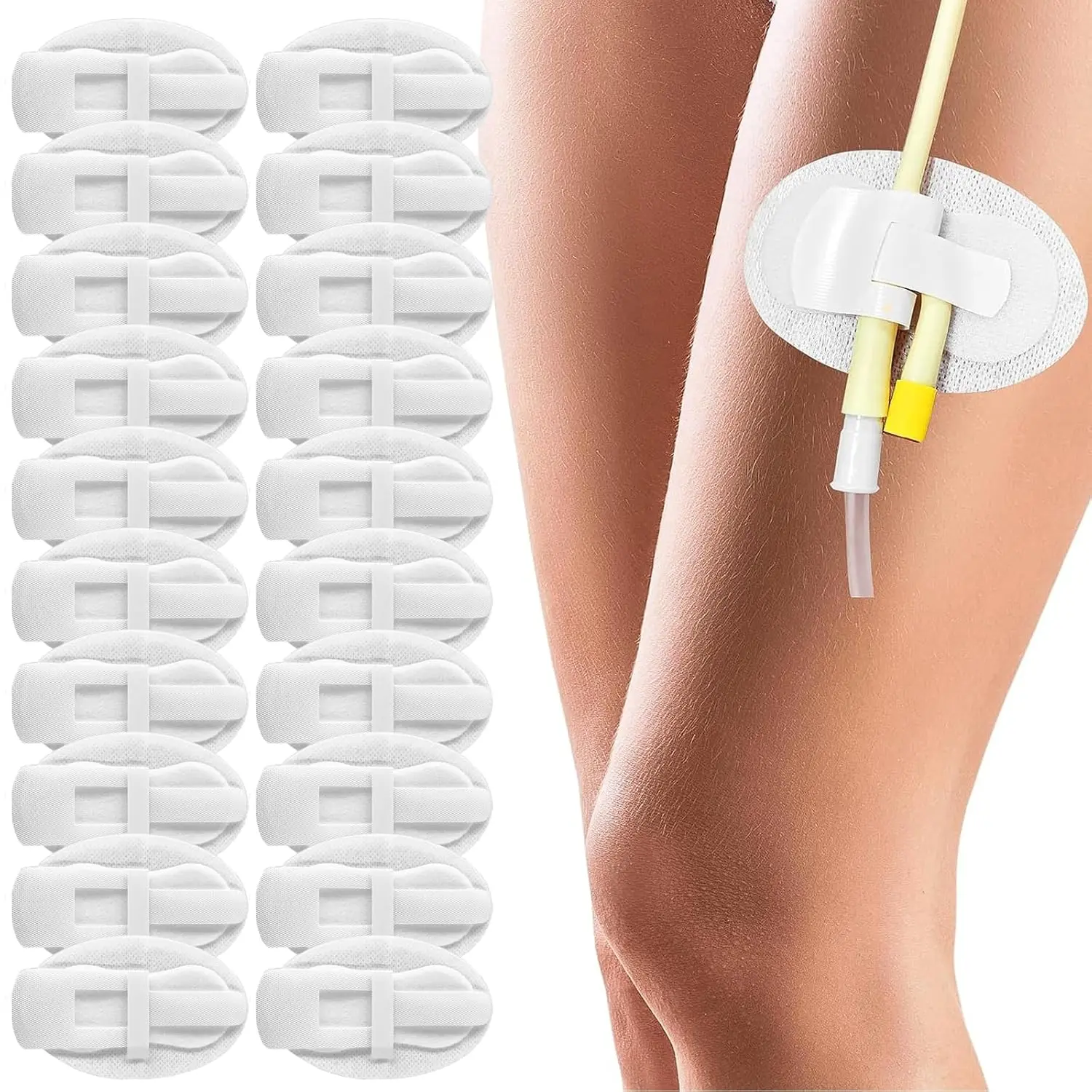 Five catheter leg band holders secure feeding tubes comfortably and discreetly under clothing, preventing skin irritation and accidental pull-out.