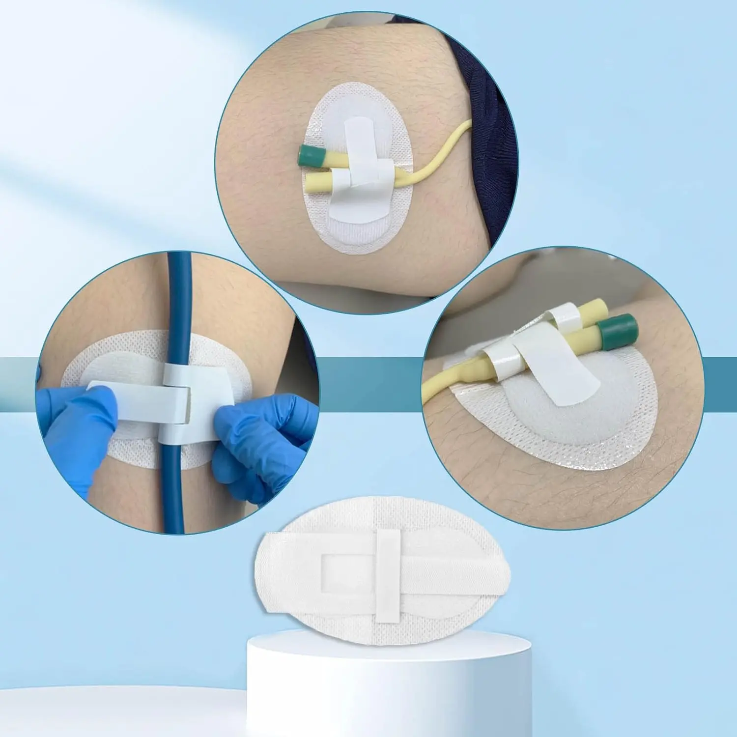 Secure and comfortable catheter leg band holder with adhesive pad designed to prevent slipping and ensure tube fixation.