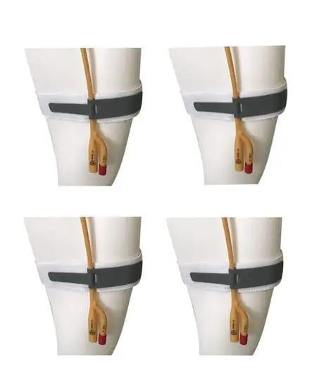 This pack of four TopMed ETS catheter leg straps provides secure and comfortable catheter stabilization with anti-slip silicone grip and adjustable reusable buckles.