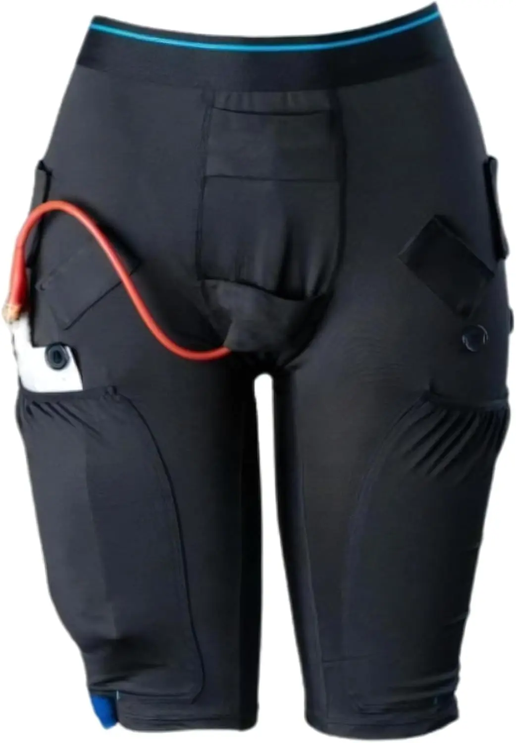 Black catheter underwear designed to discretely hold two 600ml leg bags, compatible with Foley, Nephrostomy, Suprapubic and Biliary catheters.