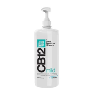 CB12 Mild Mint Mouthwash provides odour-free breath for 12 hours while strengthening enamel with sodium fluoride.