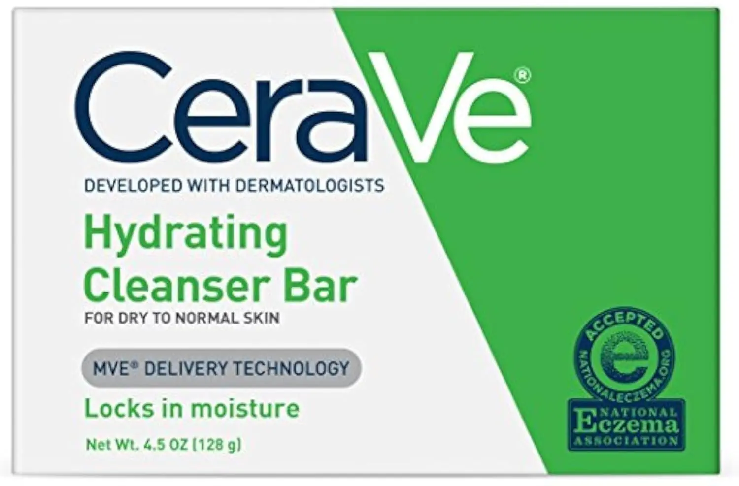 A single bar of CeraVe Hydrating Cleanser is shown, a soap-free and fragrance-free cleanser formulated with ceramides and 5% moisturizing cream to hydrate and restore the skin's natural barrier on the face, body, and hands.