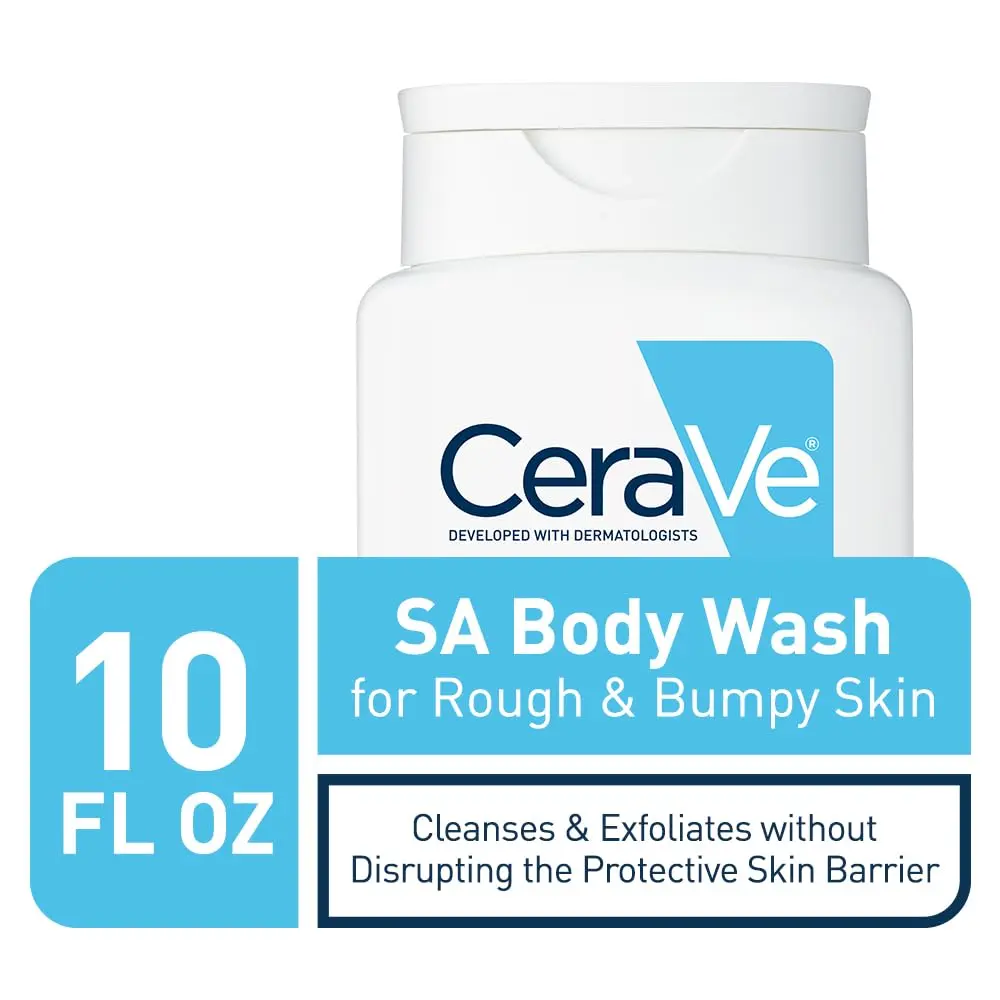 CeraVe salicylic acid body wash gently exfoliates rough and bumpy skin with essential ceramides to restore the skin's natural barrier.