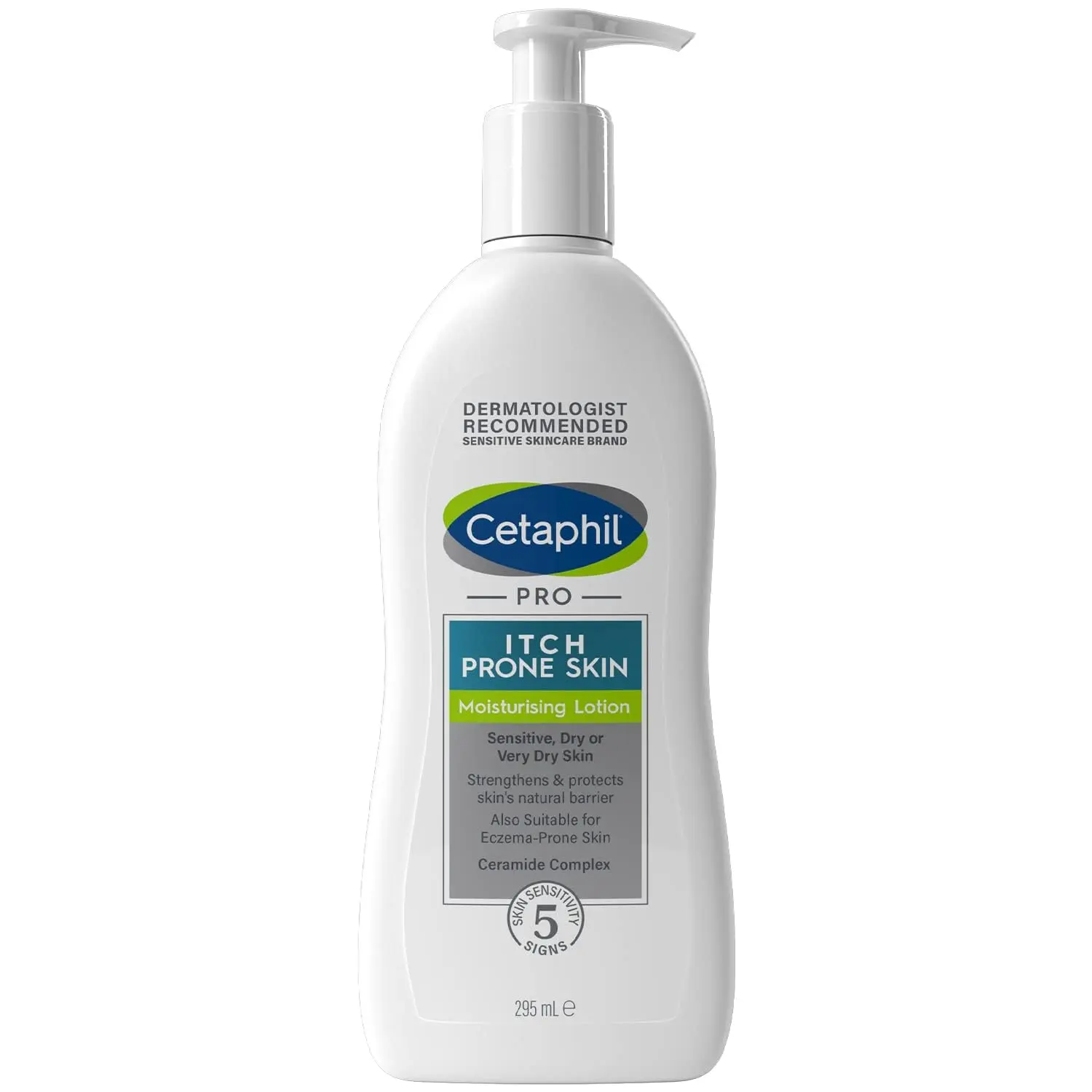 A bottle of Cetaphil PRO body wash formulated with shea butter and niacinamide to gently cleanse, moisturize, and soothe dry, itchy, and eczema-prone skin.