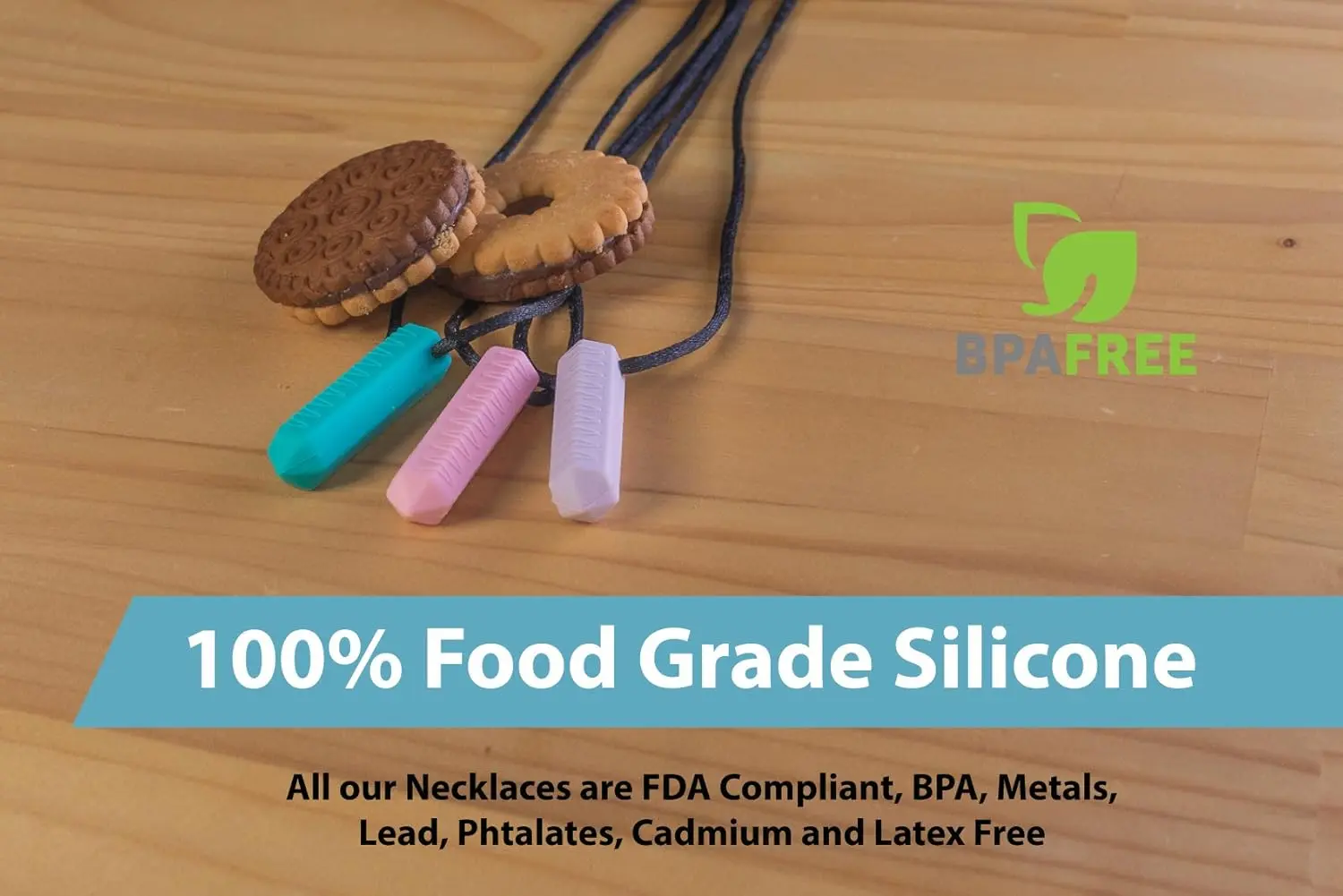 This set of three sensory chew necklaces provides a safe and calming chewing outlet for kids and adults with anxiety, autism, or ADHD.