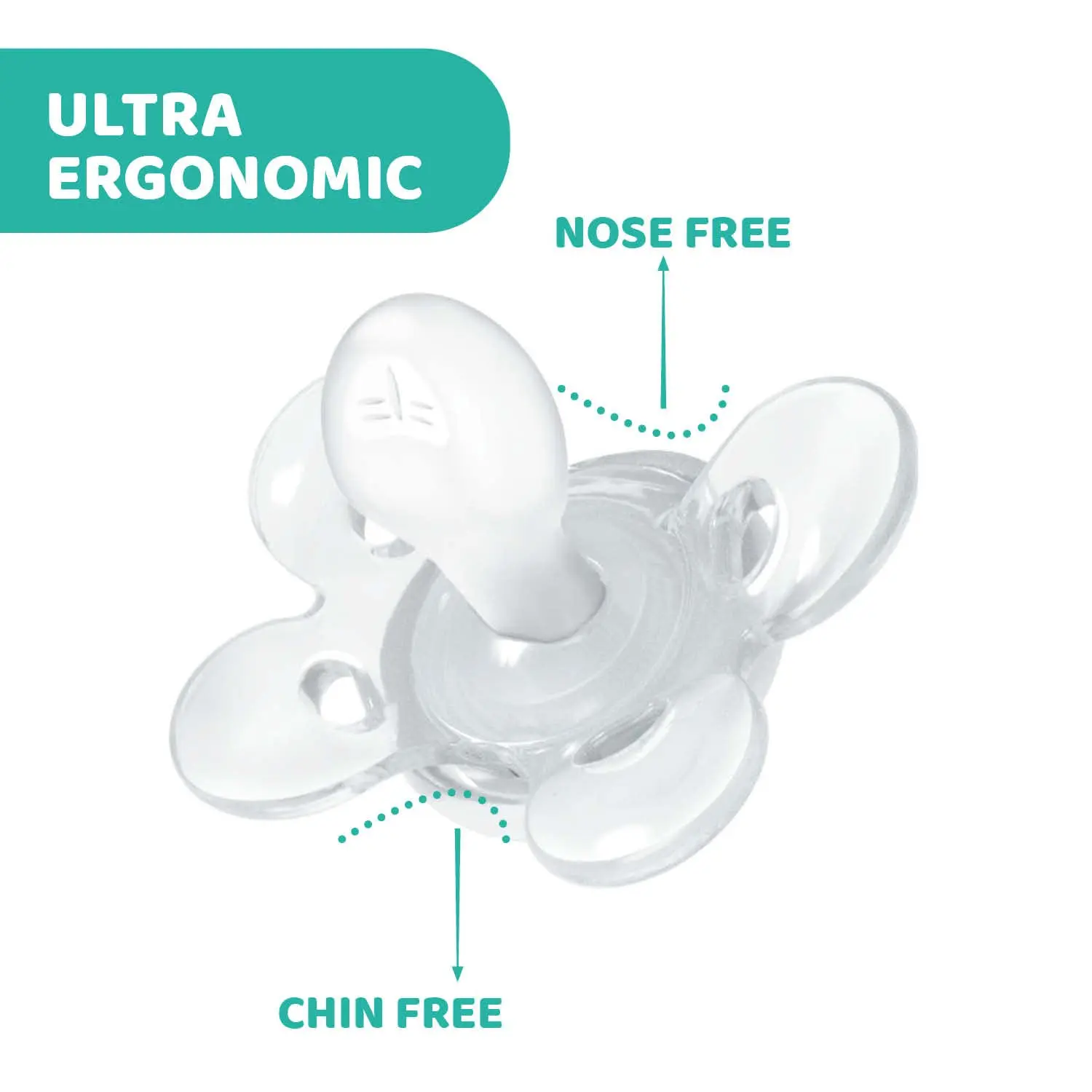 This Chicco Physio Comfort Blue Silicone Soother for babies 6 months and older features a wide base, minimal contact, ergonomic shape and comes with a sterilizable case and is BPA free.