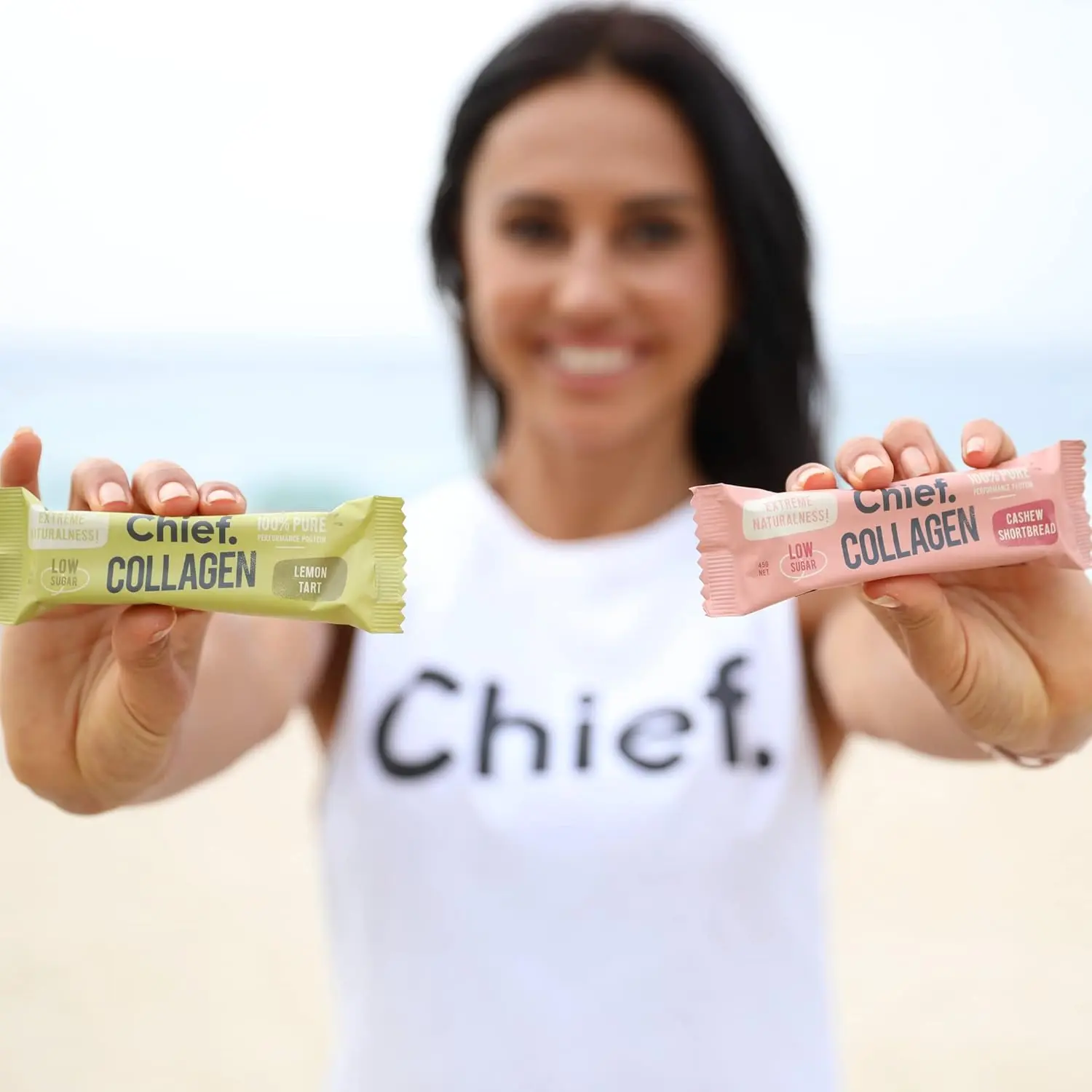 A box of Chief Hazelnut Brownie collagen protein bars made with natural ingredients for a healthy, on-the-go keto and paleo friendly snack that supports gut, joint, and skin health.