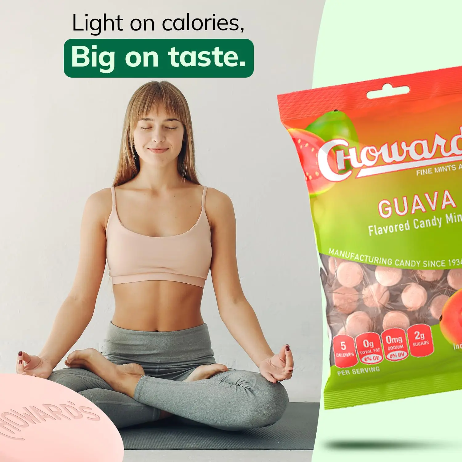 This image shows three 3oz bags of Choward's Guava Candy, each containing individually wrapped guava flavored mints, perfect for snacks and sharing.